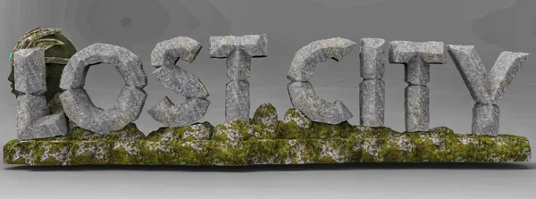 Studio render of the stone letters