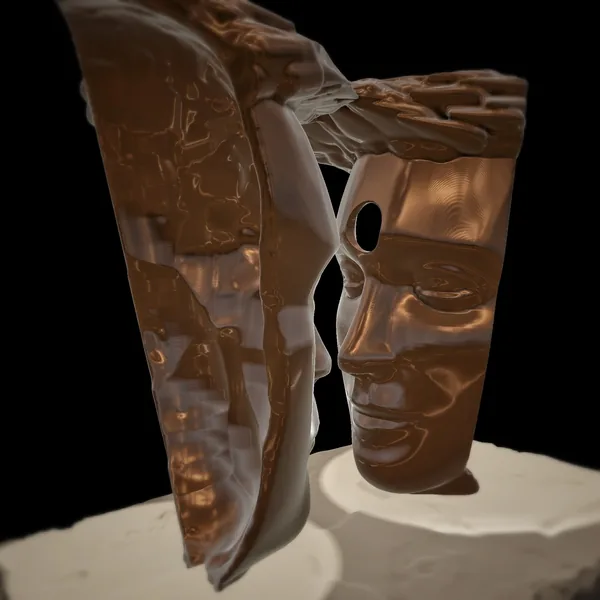 Studio render of the composition in polished bronze
