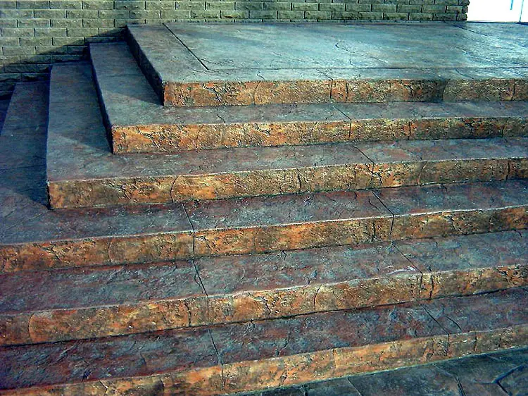 Steps with a green and rust patina