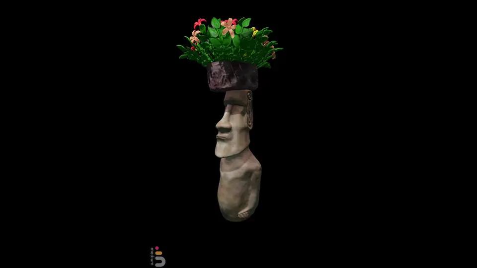 Kamenný květinář moai