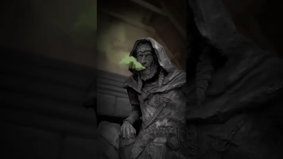 The Smoking Viking Guardian: plastika zábavního parku s kouřovým efektem