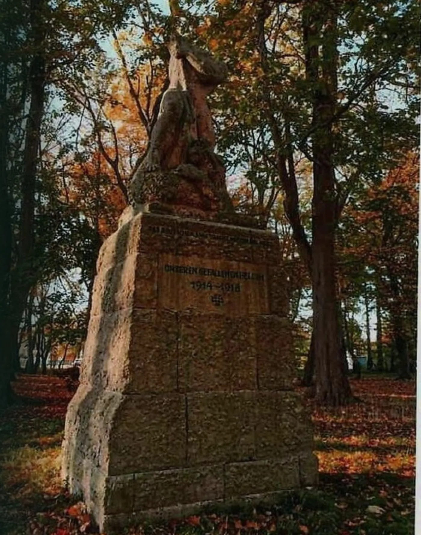 The Saint George figure today, missing its head and arm
