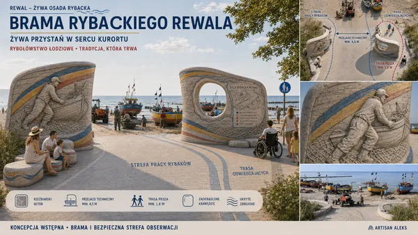 Rewal public space concept: brama rybacka