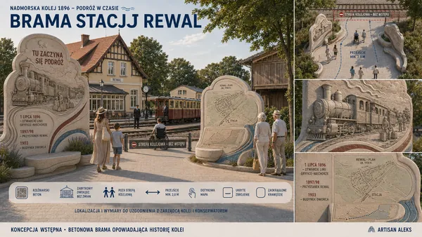Rewal public space concept: brama stacji
