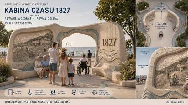 Rewal public space concept: kabina czasu 1827