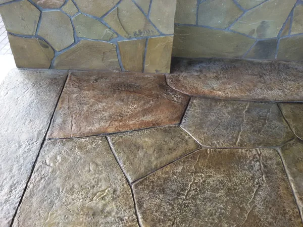 Where the stair meets the terrace floor: kerb stone and flagstones